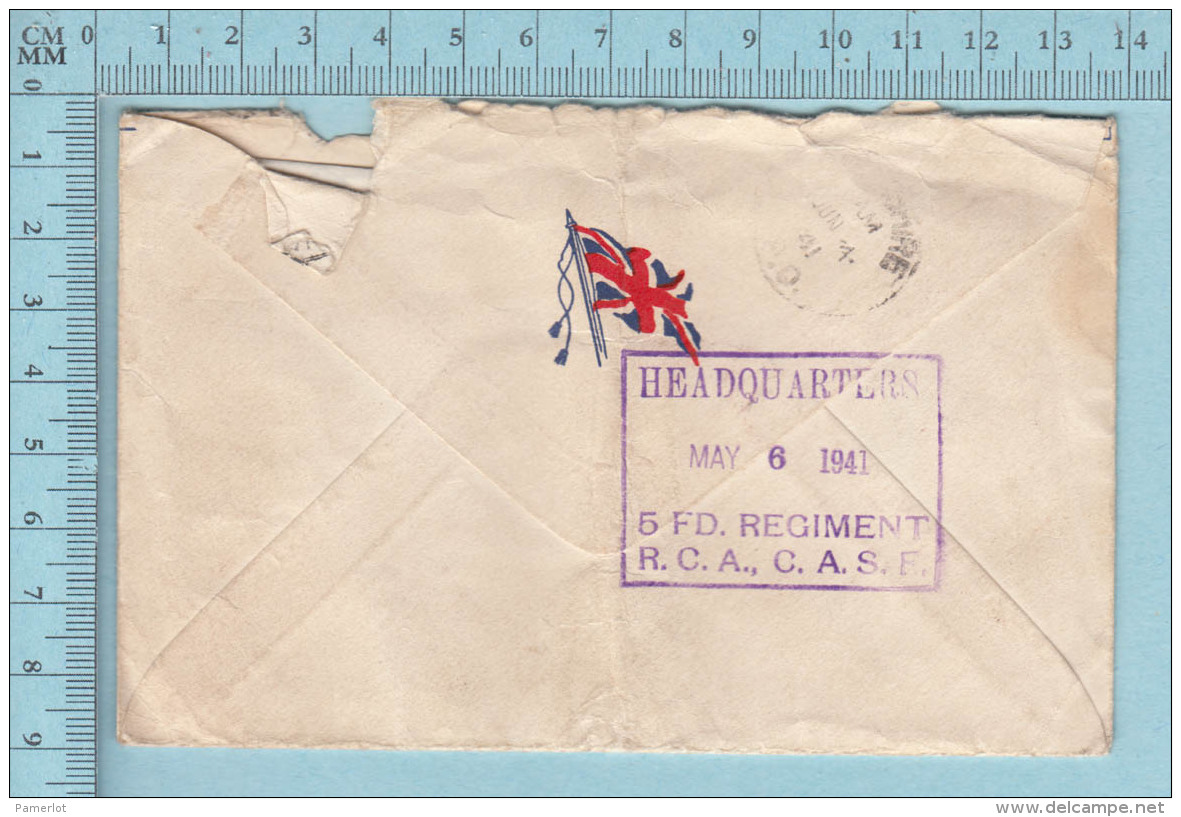 Great Britain  -Field Post Office, 435, Headquaters 5 FD. Regiment RCA, CASF, Postmark At Back, 1941 - Militaria