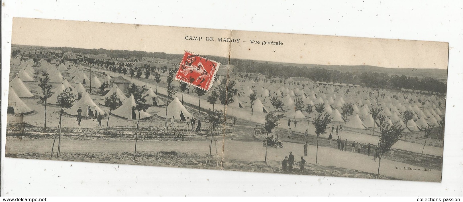 DOUBLE CP , Camp De MAILLY , Voyagée , Ed. Bazar Militaire A. Nieps - Caserme