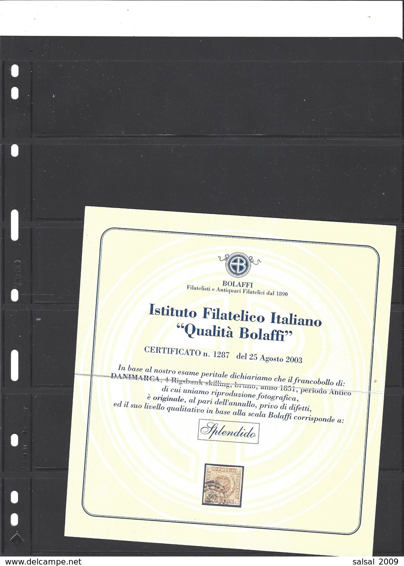 Danimarca ,usato ,splendido ,Certificato Bolaffi - Oblitérés