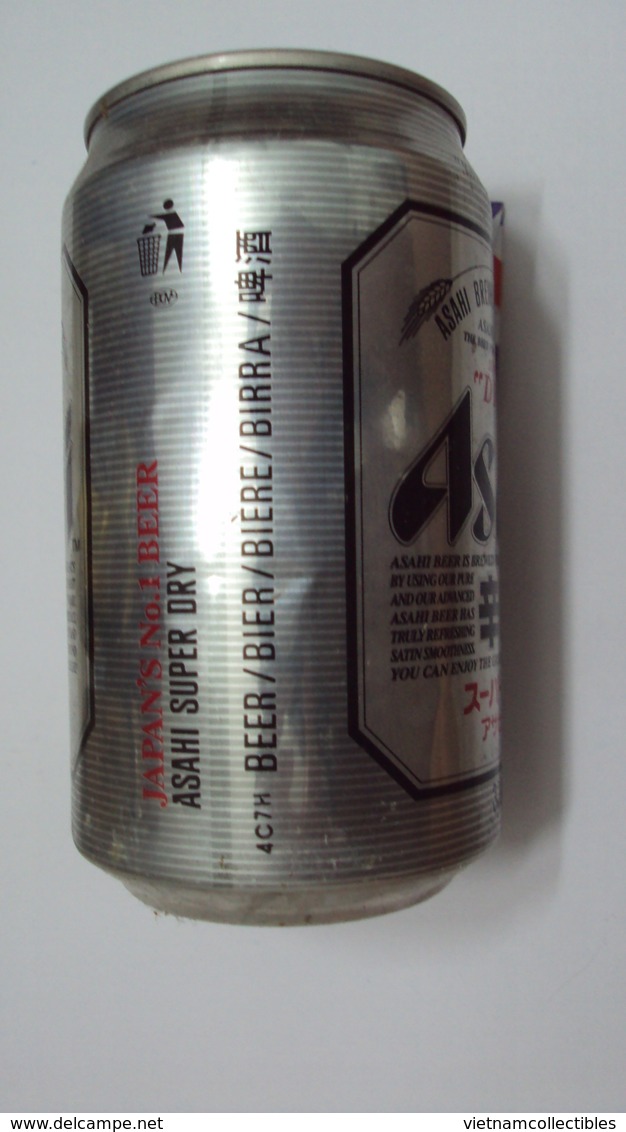 Japan Asahi Empty 330ml Beer Can / Opened At Bottom - Cans