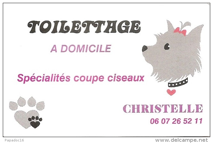 Carte De Visite - Toilettage à Domicile Spécialités Coupe Ciseaux - Christelle - [chien - Oleron] - Visiting Cards