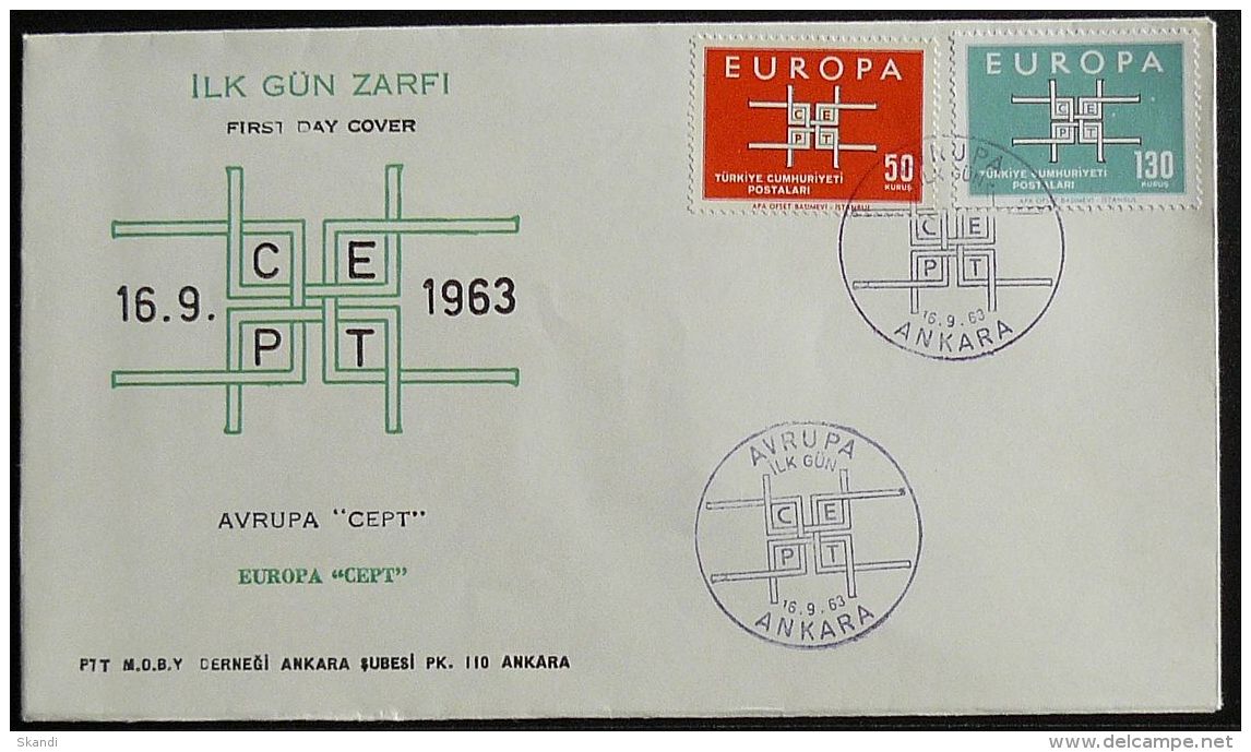 TÜRKEI 1963 Mi-Nr. 1888/89 CEPT FDC - 1963