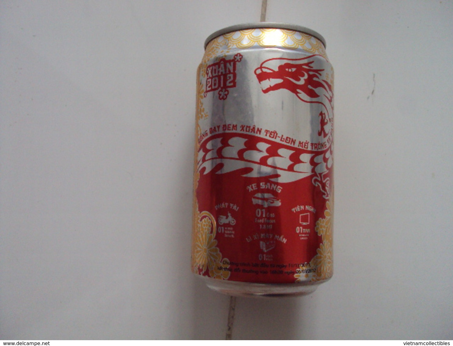 Vietnam Viet Nam 330ml Empty Beer Can : Hanoi New Year 2012 / Opened By 2 Holes At Bottom / 05 Photo - Cannettes