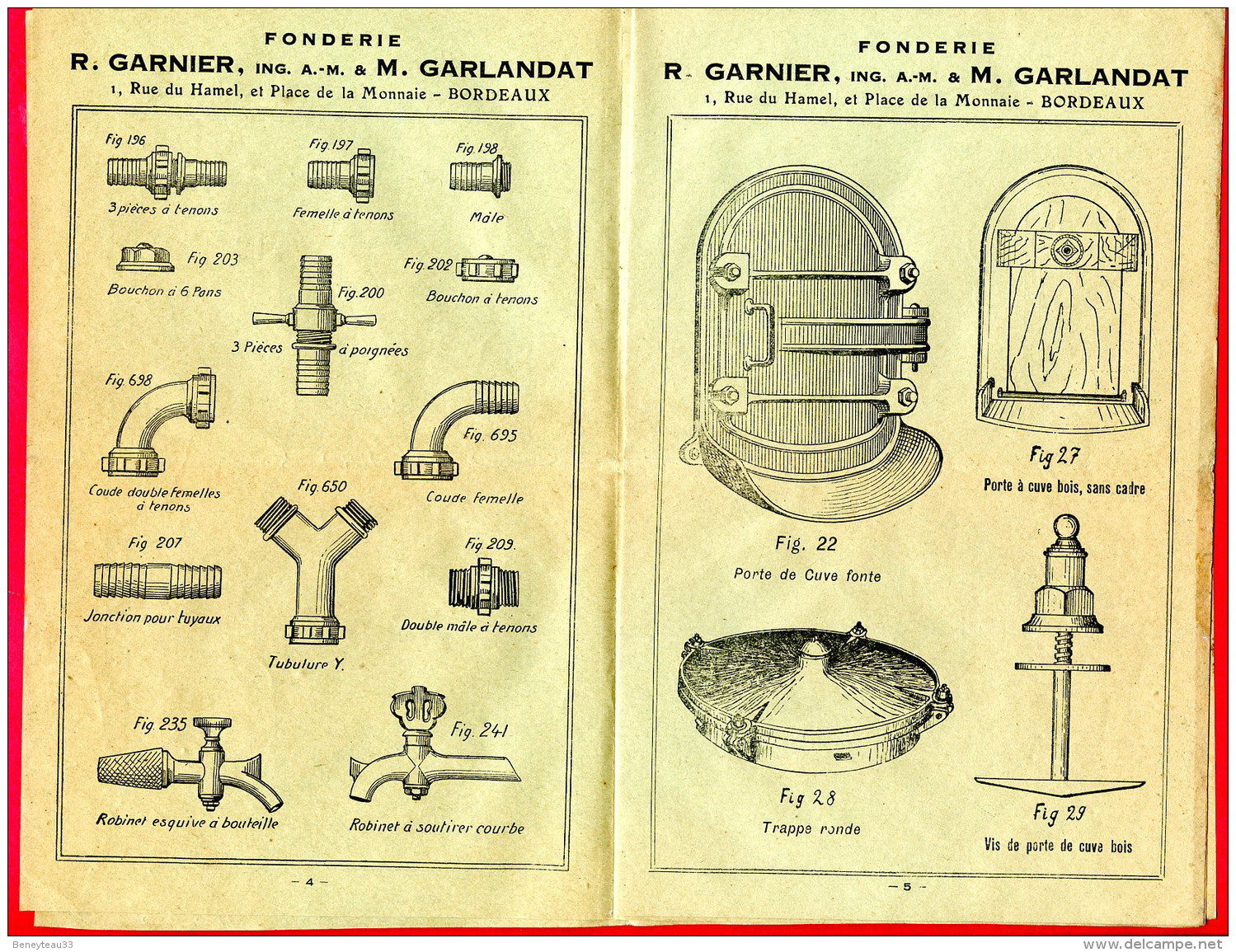 PUBLICITÉ (Réf C247) FONDERIE R. GARNIER M. GARLANDAT BORDEAUX ROBINETTERIE VINICOLE - Publicités