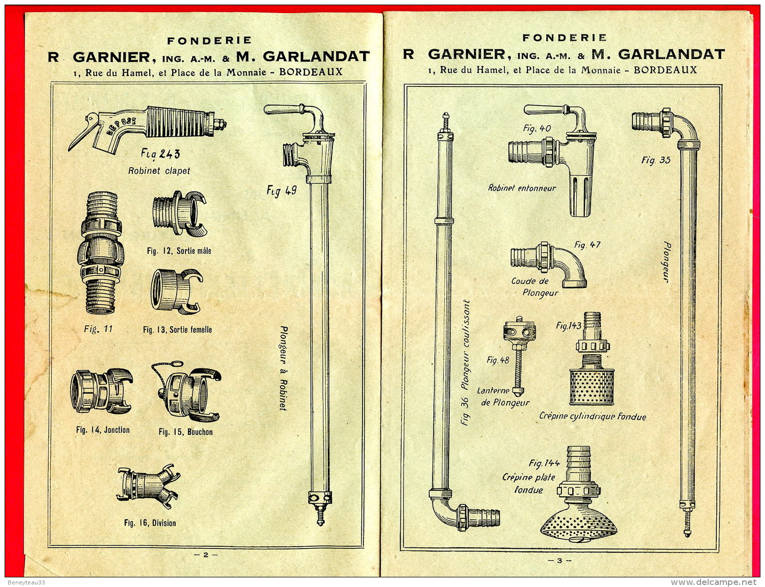 PUBLICITÉ (Réf C247) FONDERIE R. GARNIER M. GARLANDAT BORDEAUX ROBINETTERIE VINICOLE - Publicités