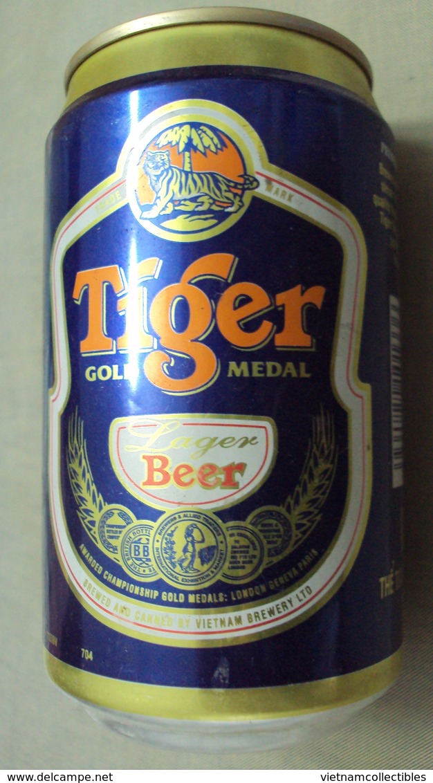 Vietnam Tiger Beer Empty 330ml Can - Old Design / Opened At Bottom / 03 Photo - Cannettes