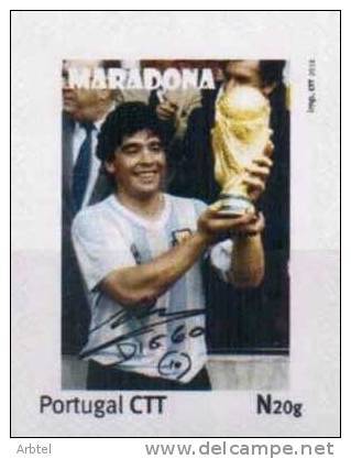 ARGENTINA MARADONA FUTBOL  ON PORTUGAL CUSTOMIZED STAMP - Autres & Non Classés