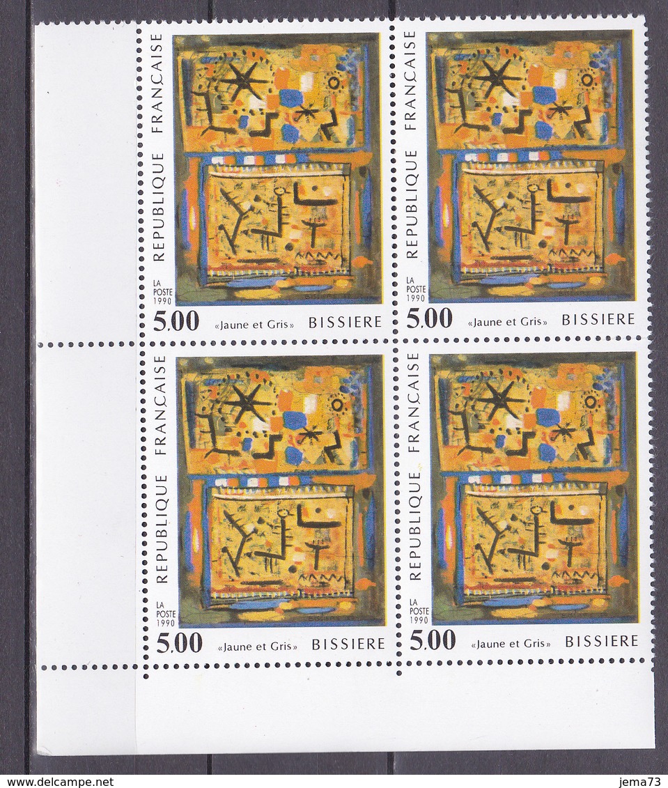 N° 2672 Série Artistique Jaune Et Gris De Roger Bissière: Bloc De 4 Timbres Neuf Sans Charnière - Unused Stamps