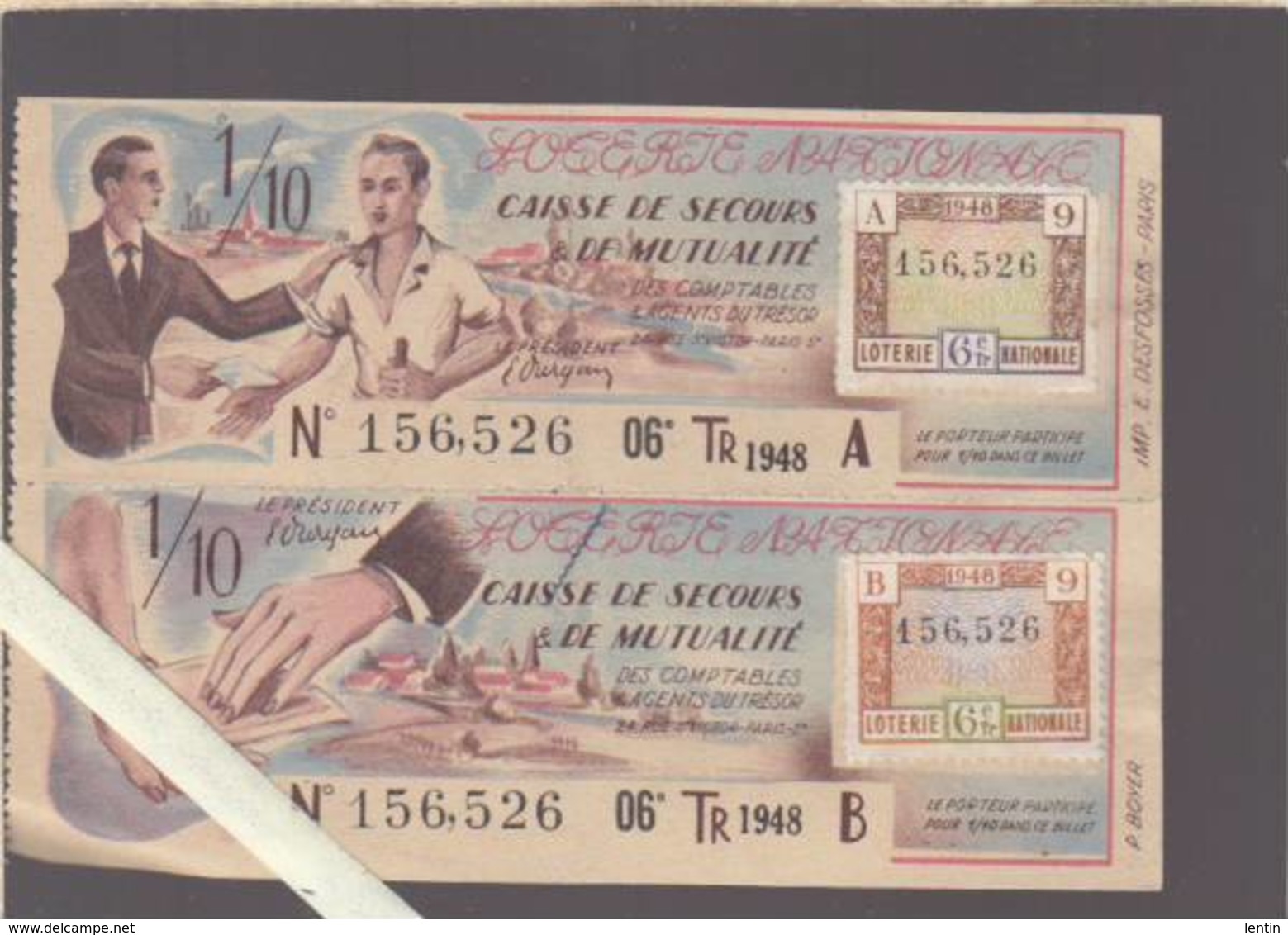 Loterie Nationane 1948 - Calendrier + Billets Caisse De Secours & De Mutualité - - Billets De Loterie