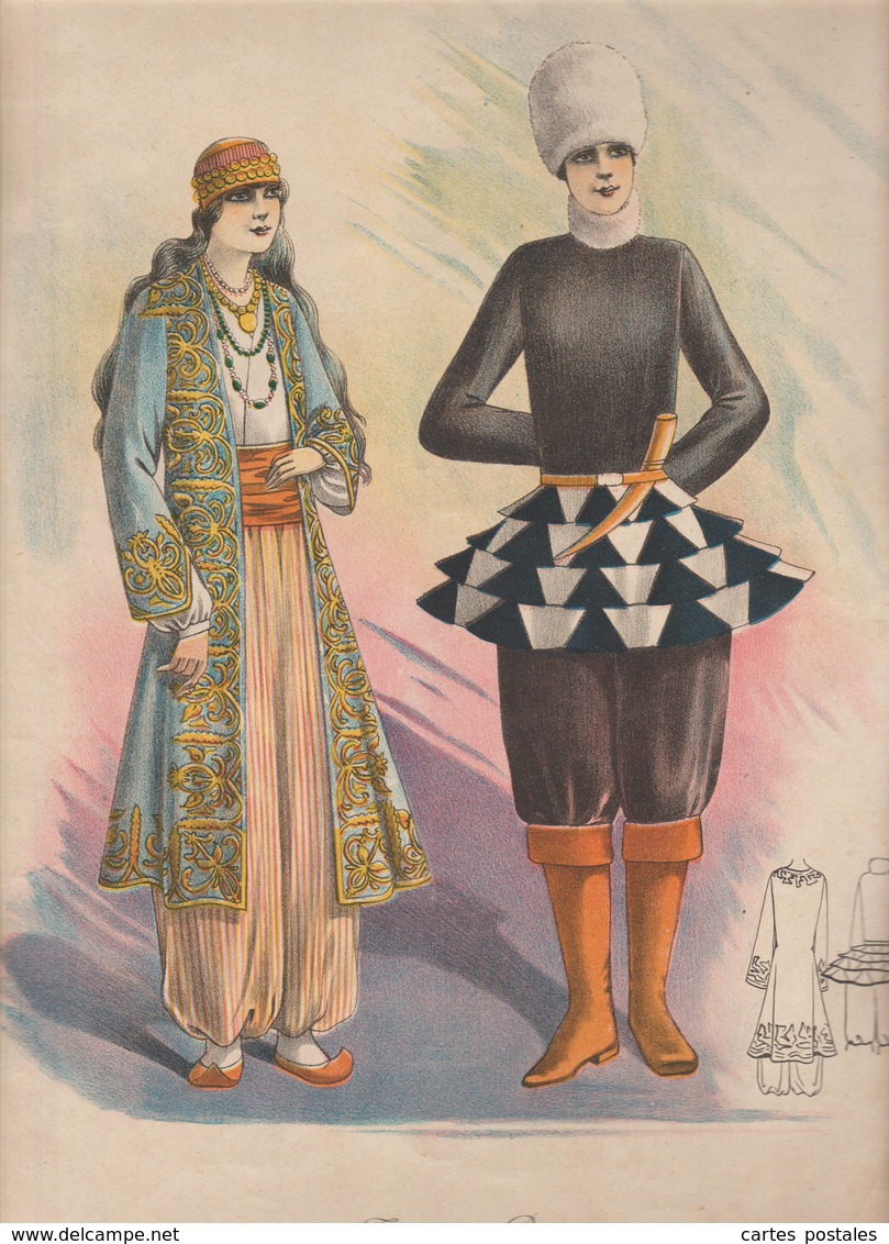 Grande Gravure Couleur Vers 1920 - TURQUE Et RUSSE Album De Travestis - Other & Unclassified