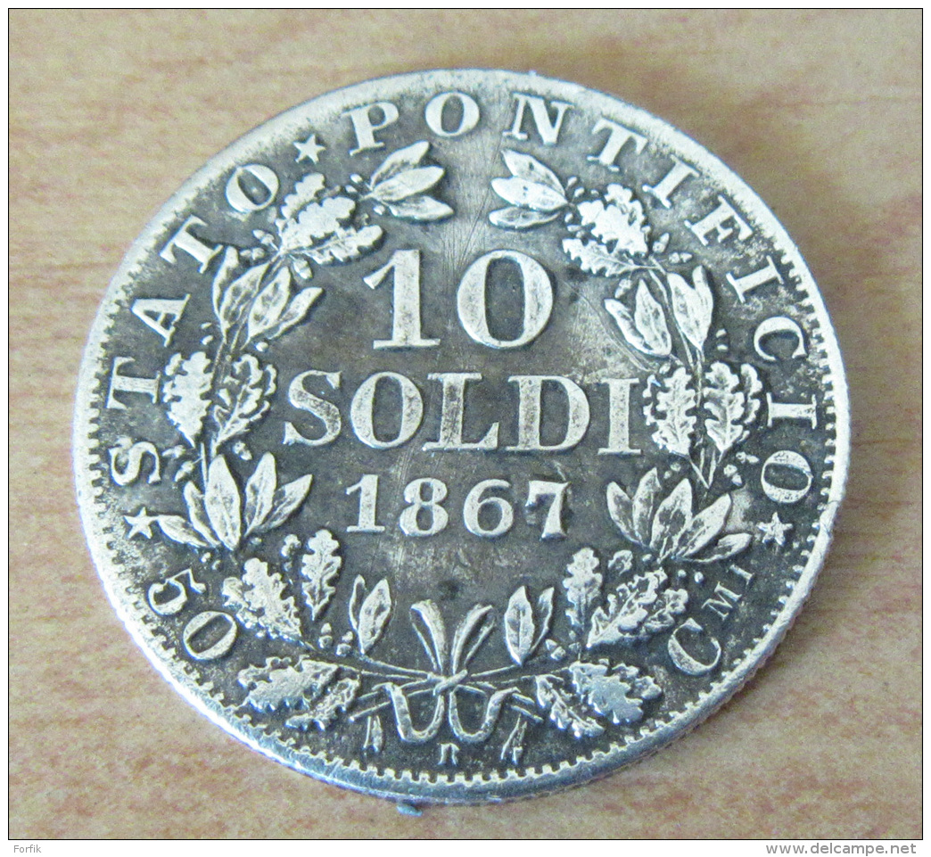 Etats Du Vatican - Monnaie 10 Soldi 1867 Pie IX En Argent - TTB +++ - Vatican