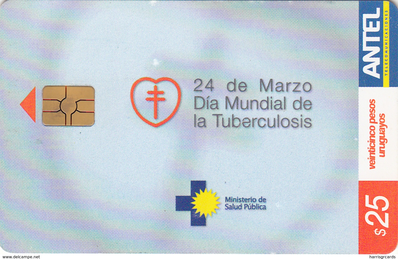 URUGUAY - Día Mundial De La Tuberculosis, TC 277a, 25 $ , Tirage 200.000, Used - Uruguay