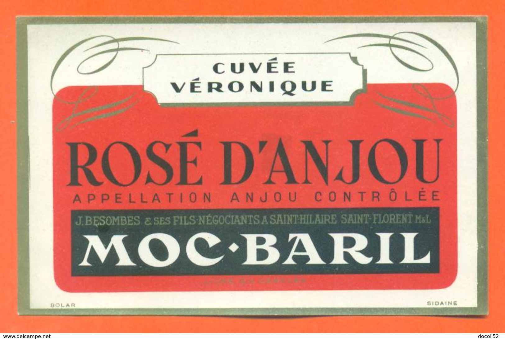 étiquette Ancienne Vin De Table Rosé D'anjou Cuvée Veronique J Besombes à Saint Florent - Vino Rosato