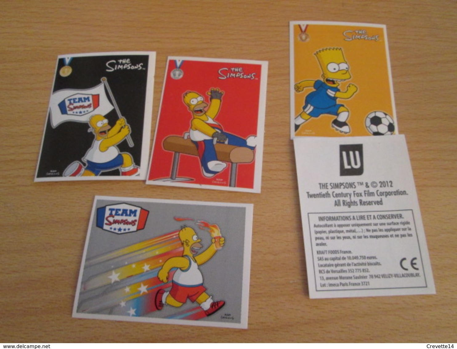 5 IMAGES AUTOCOLLANTES LU LES SIMPSON'S DE 2012 JEUX OLYMPIQUES SPORTS - Autres & Non Classés