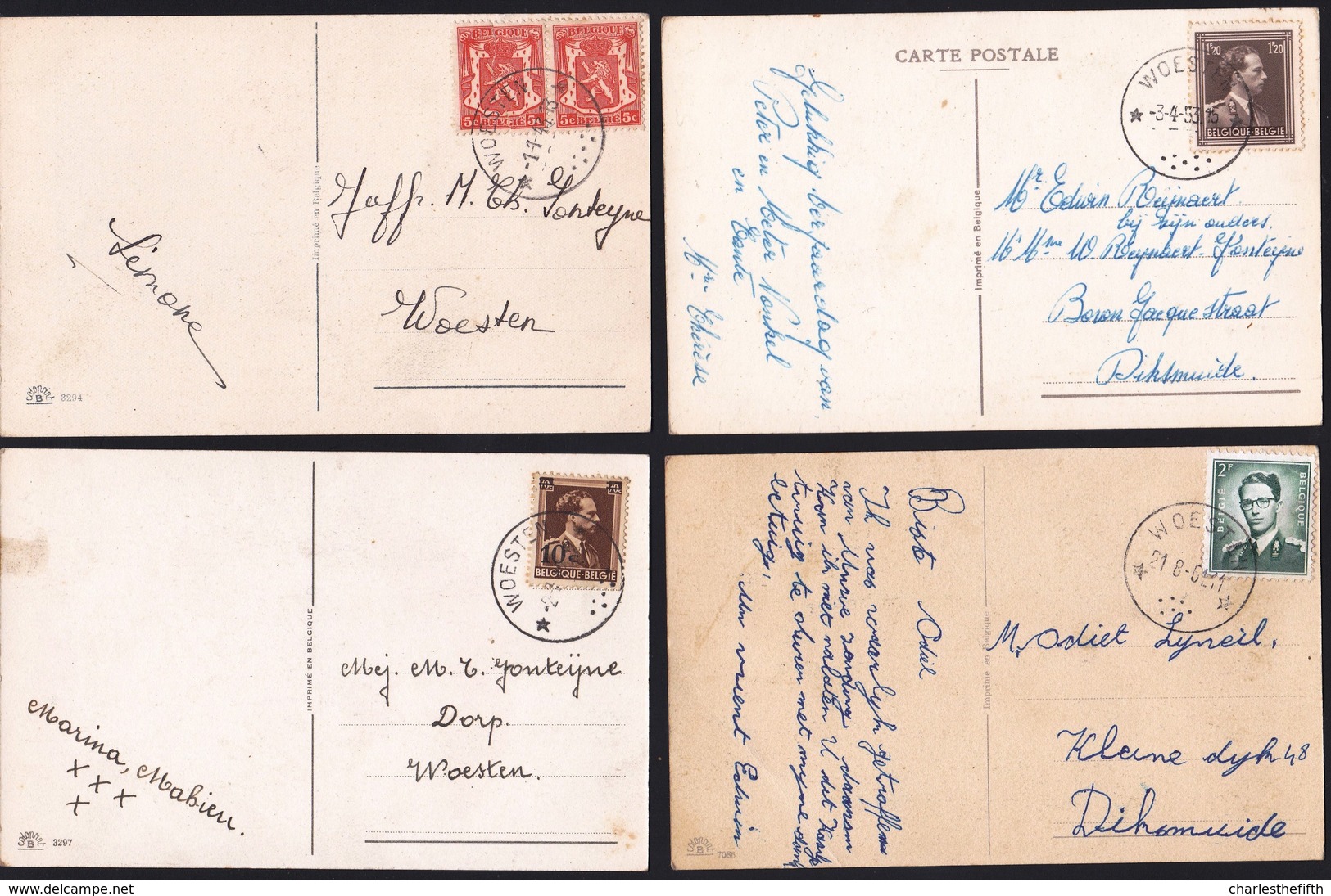 TRES BEAU LOT 12 X RELAIS ** WOESTEN ** DIFF. PERIODES ET TIMBRES - RARE ! 12 X STERSTEMPEL WOESTEN DIVERSE PERIODES ! - Cachets à étoiles