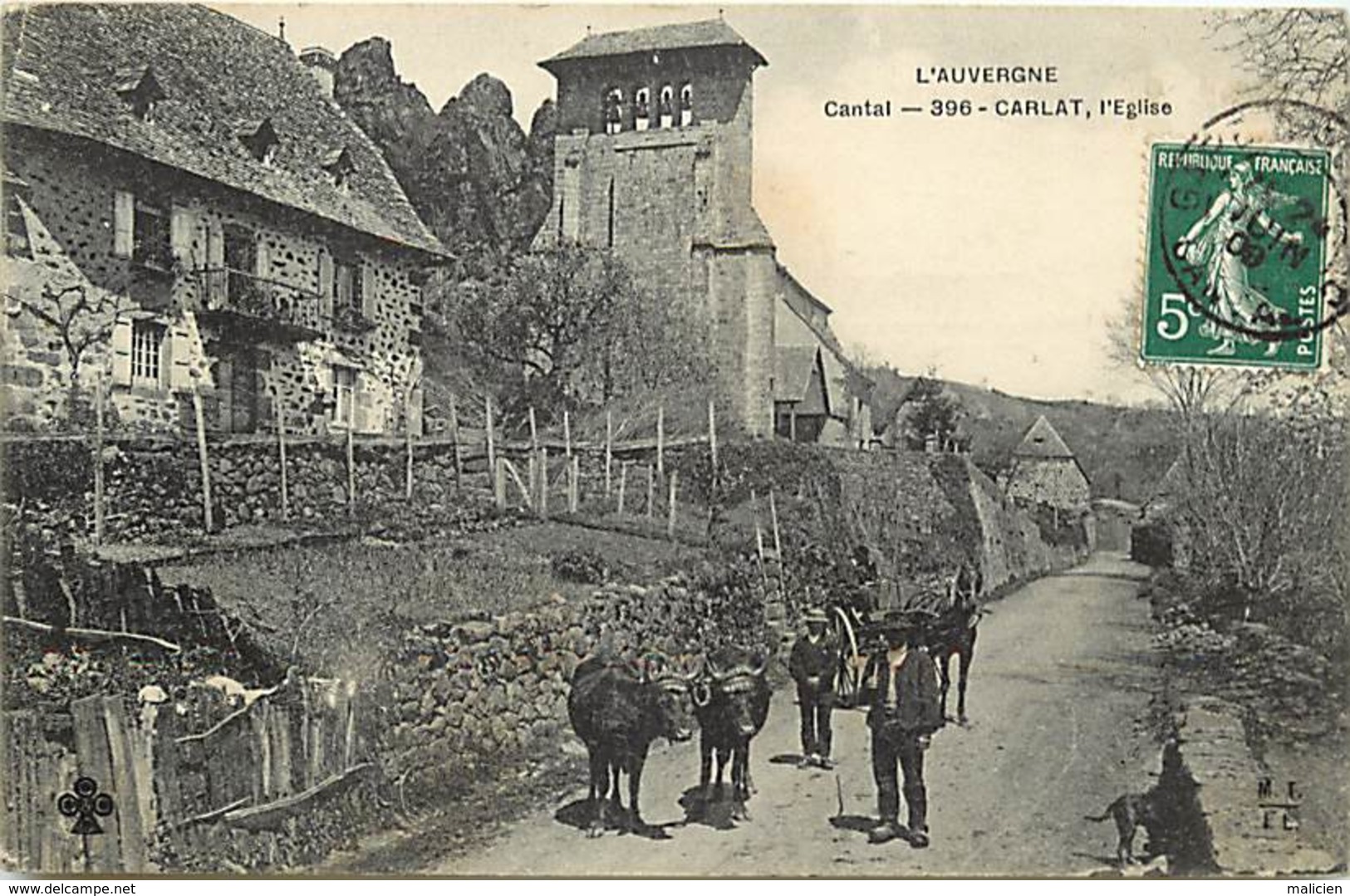 -dpts Div.-ref-YY820- Cantal - Carlat - L Eglise - Boeufs En Joug - Attelage Cheval - Carte Bon Etat - - Carlat