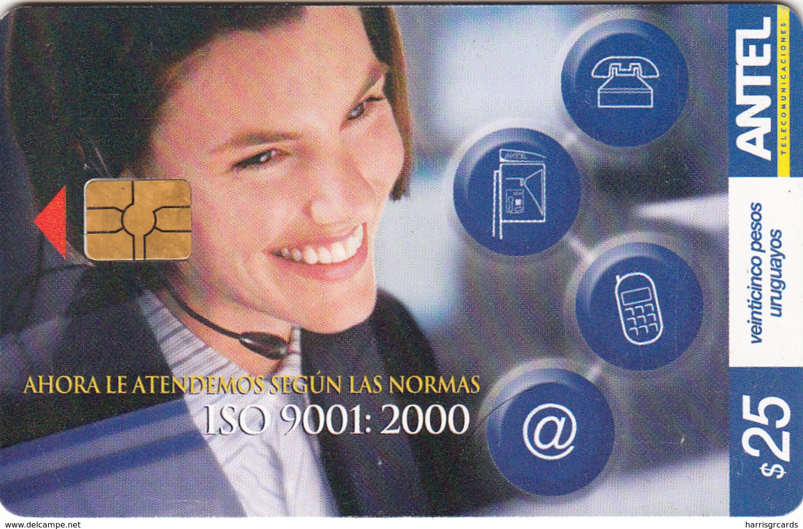 URUGUAY - ISO 9001: 2000 - Smiling Woman, TC 405a, 25 $ , Tirage 200.000, Used - Uruguay