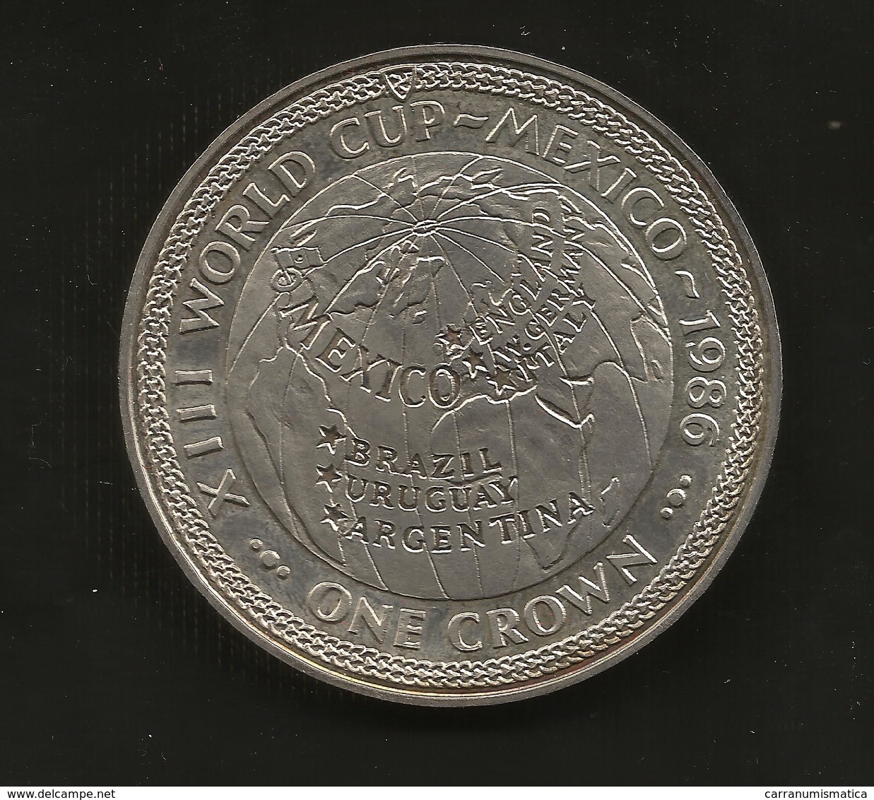 ISLE Of MAN - ONE CROWN - World Cup Soccer - Mexico 1986 / Queen Elizabeth II - Isla Man