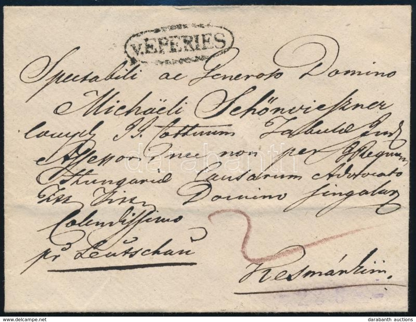 ~1820 Portós Levél / Unpaid Cover 'v.EPERIES' - Késmárk - Altri & Non Classificati