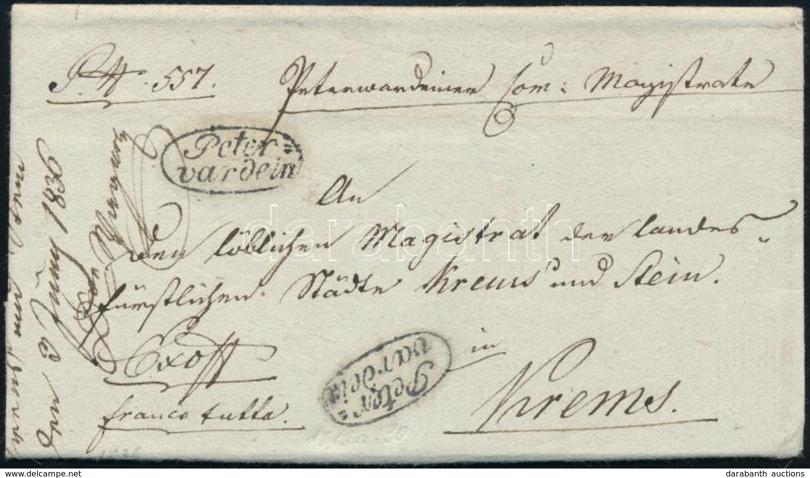 1836 Ex Offo 'Peter=/vardein' - Krems - Other & Unclassified