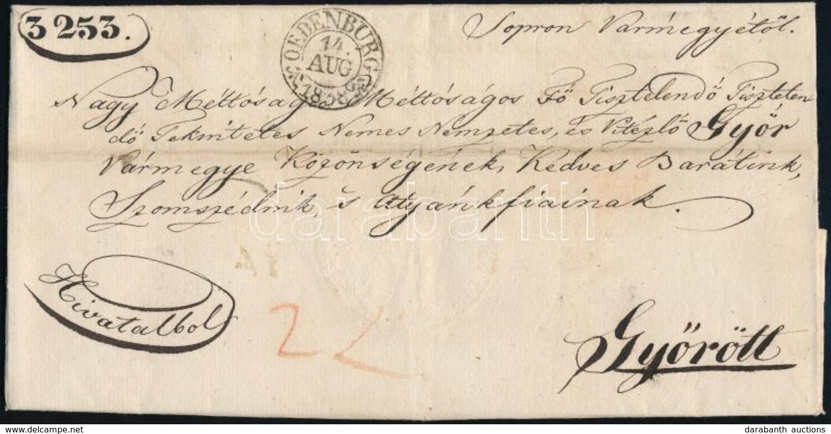 1838 Ex Offo 'OEDENBURG' - Gy?r - Altri & Non Classificati