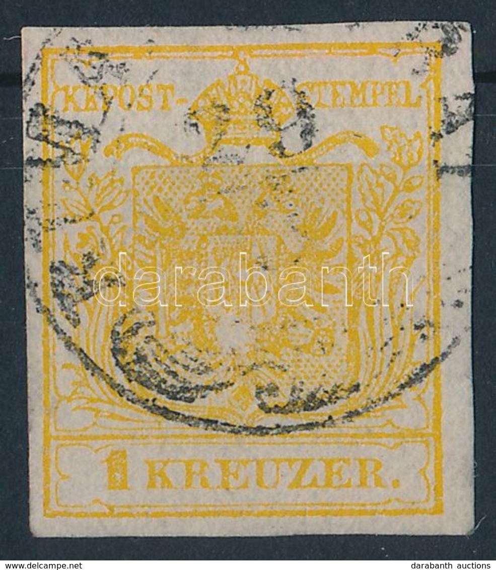 O 1850 1kr HP III. Kadmiumsárga, Lemezhibás Bélyeg / Cadmium, With Plate Variety 'RIMA(SZOM)BAT' Certificate: Steiner - Altri & Non Classificati