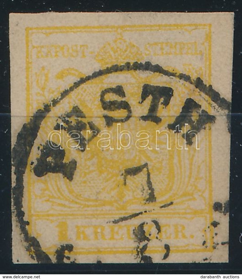 O 1850 1kr MP III. Kadmiumsárga / Cadmium 'PESTH' Certificate: Strakosch - Altri & Non Classificati