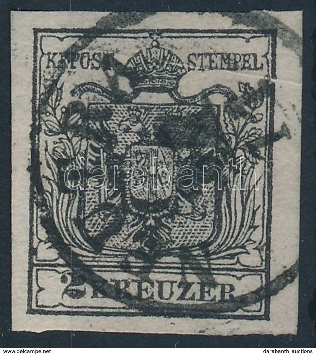 O 1850 2kr HP III. Mélyfekete, Papírránc / Deep Black, Paper Crease 'NEUTRA' Certificate: Steiner - Altri & Non Classificati