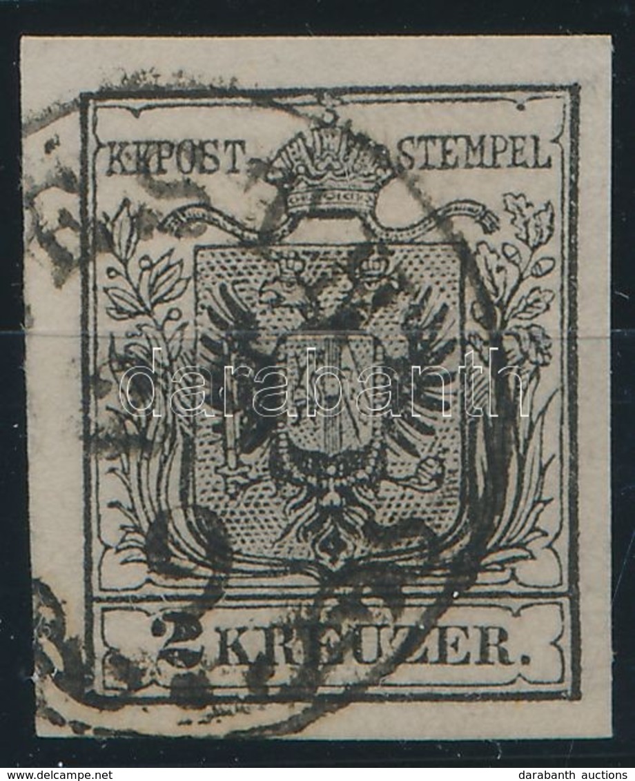 O 1850 2kr MP IIIb Mélyfekete / Deep Black '(P)ESTH' Certificate: Strakosch - Sonstige & Ohne Zuordnung