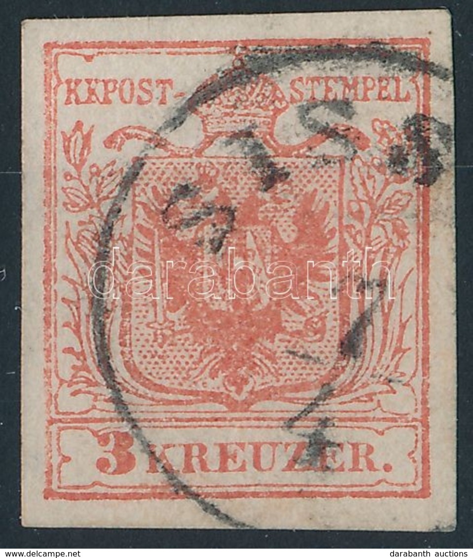 O 1850 3kr MP Ib Sötét Paradicsom Piros / Dark Tomato Red, Gravurtype 1-2 'SISS(EK)' Certificate: Steiner - Altri & Non Classificati