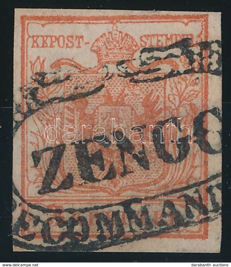 O 1850 3kr HP I. Cinóber / Cinnabar 'ZENGG' Certificate: Strakosch - Altri & Non Classificati