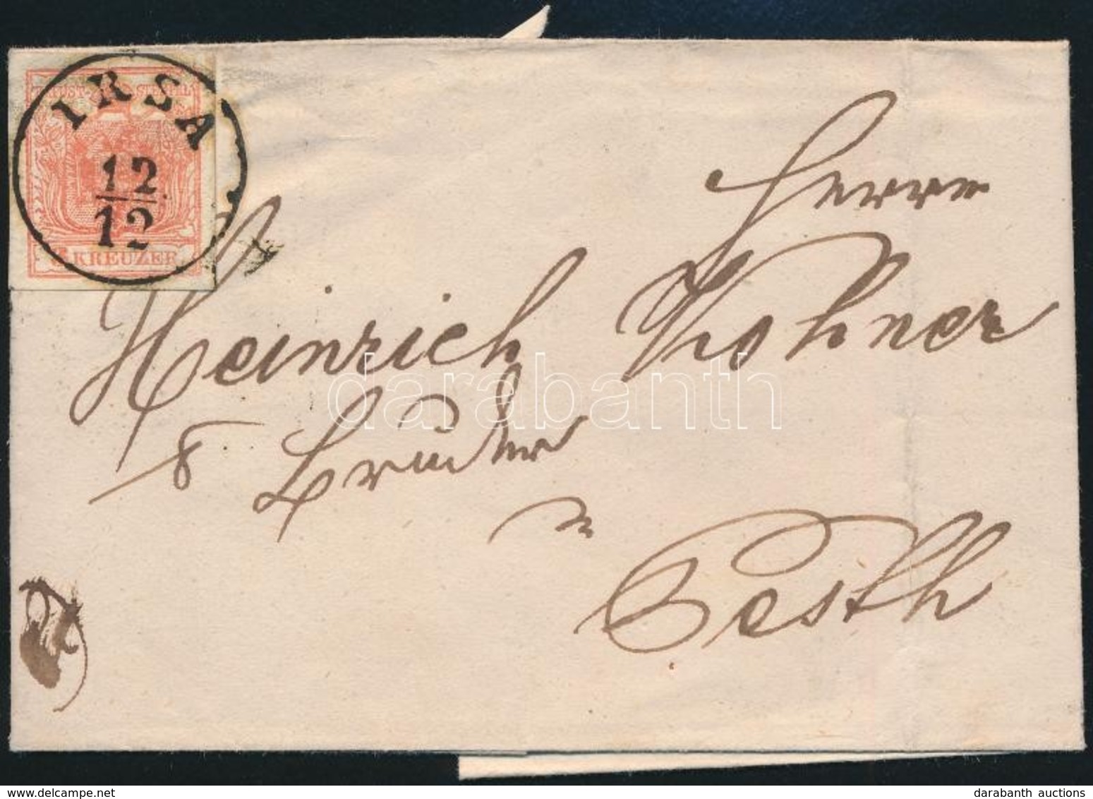 1854 3kr HP, Levélen / On Cover 'IRSA' - Pesth - Altri & Non Classificati