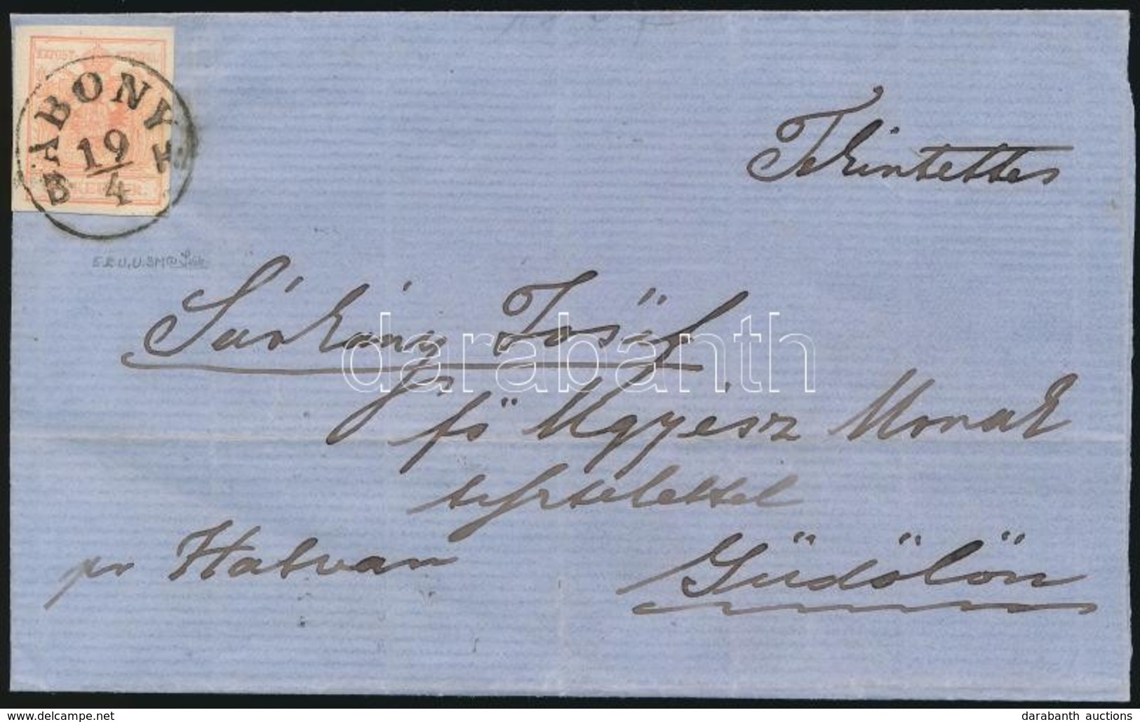 ~1855 3kr MP, Levélen / On Cover 'ABONY B H' Signed: Seitz - Altri & Non Classificati