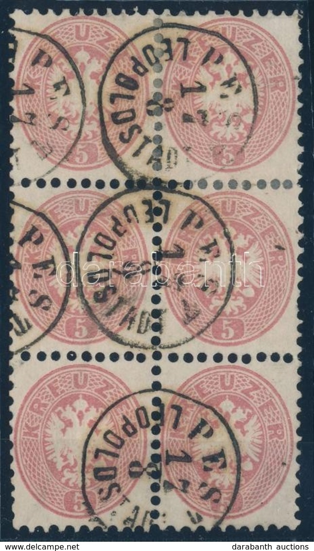 O 1864 5kr Hatostömb / Block Of 6 'PEST LEOPOLDSTADT' - Altri & Non Classificati