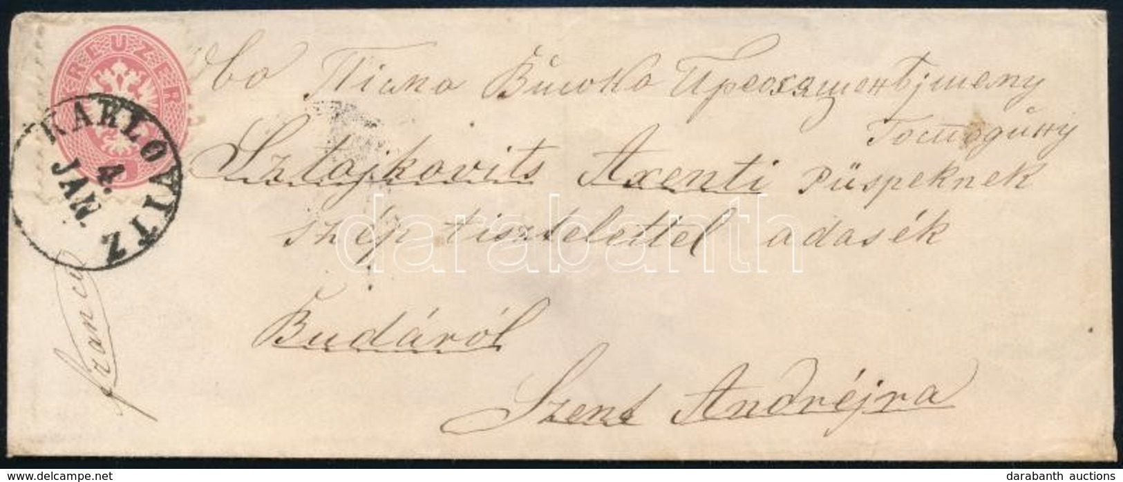 ~1865 5kr Levélen / On Cover 'KARLOVITZ' - 'GR.KIKINDA' - Szent Andrej - Altri & Non Classificati