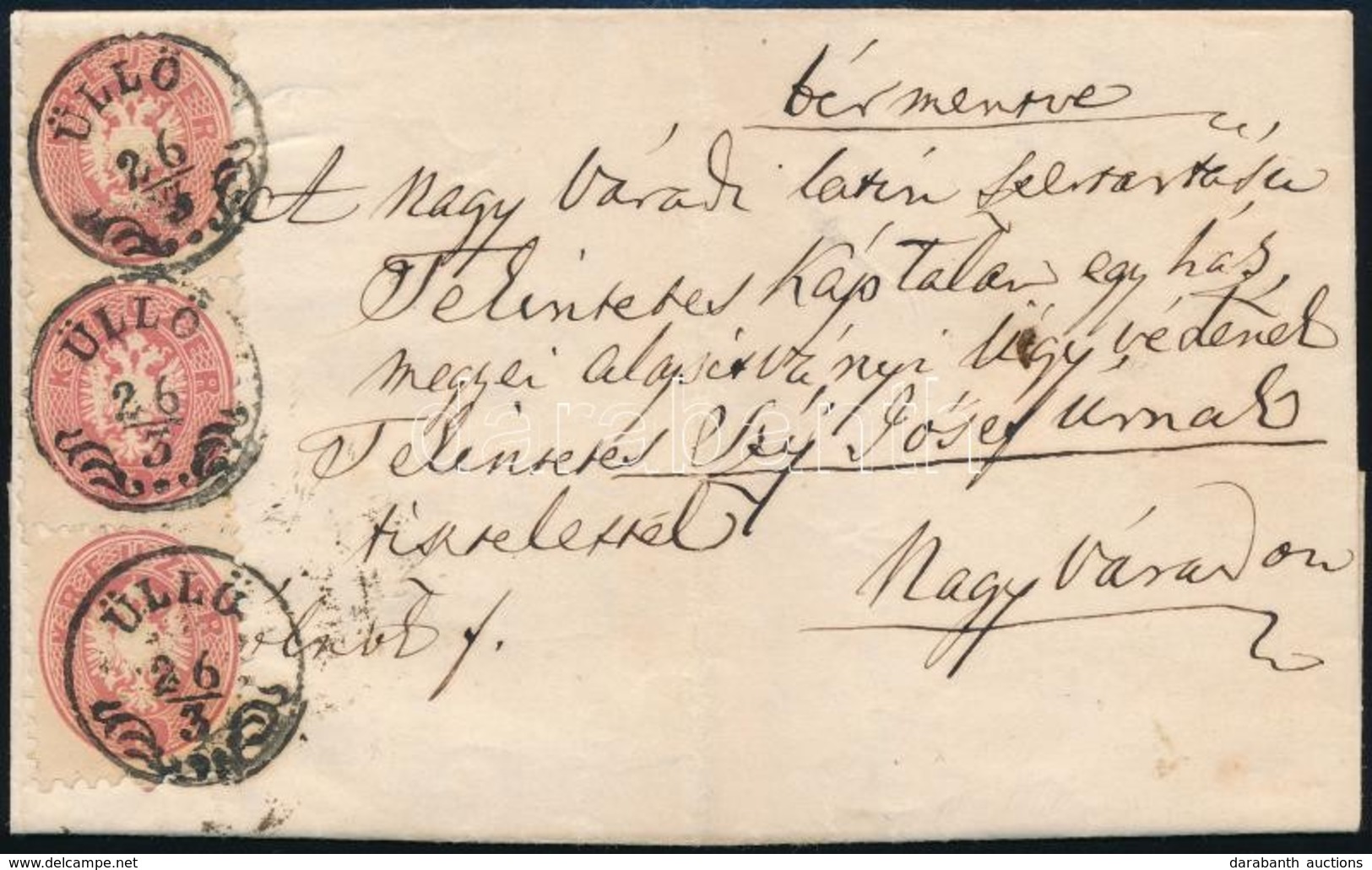 1865 3 X 5kr Levélen / On Cover 'ÜLL?' - Altri & Non Classificati