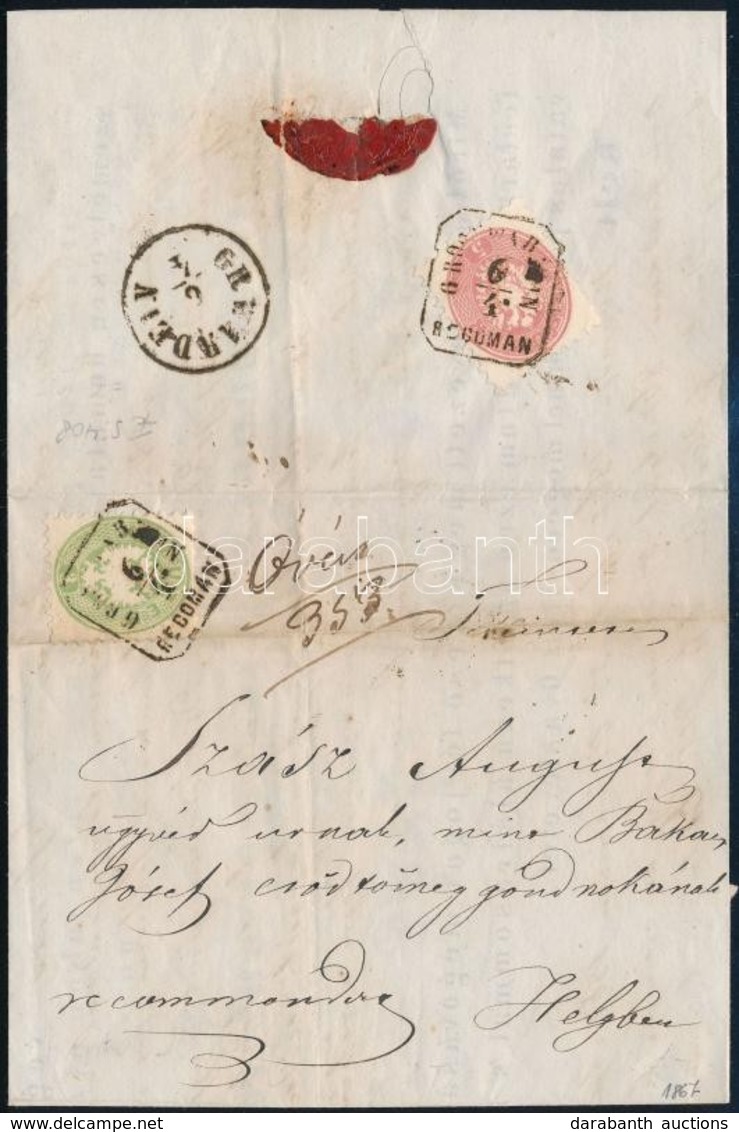 1867 3kr + 5kr Helyi Ajánlott Levélen / On Registered Local Cover 'GROSSWARDEIN RECOMAN' - Altri & Non Classificati