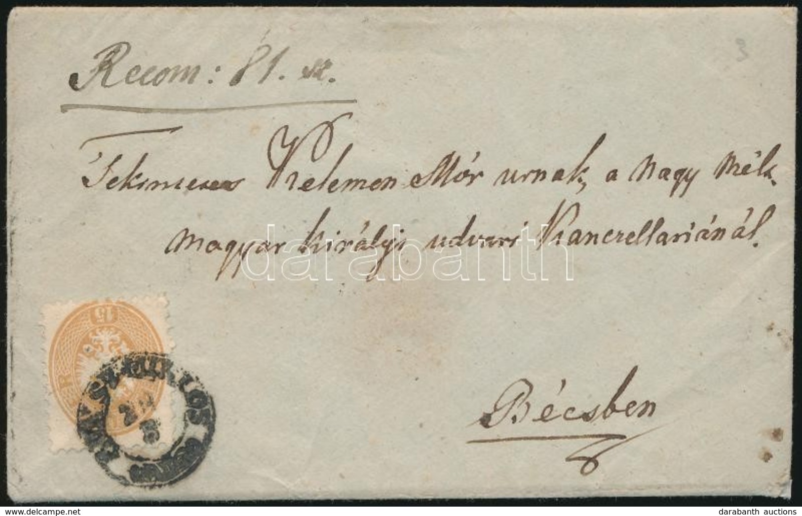 1867 Május 29. 15kr Provizórikus Felhasználása Levélen Bécsbe / Provisional Usage Of 15kr Stamp On Cover To Vienna - Other & Unclassified
