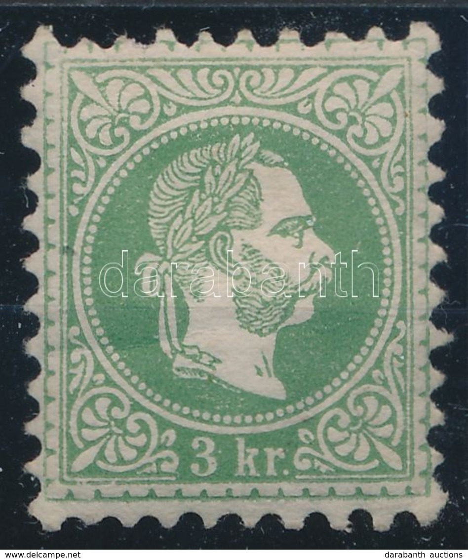 * 1867 3kr Zöld / Green. Certificate: Strakosch (betapadás / Gum Disturbance) - Sonstige & Ohne Zuordnung