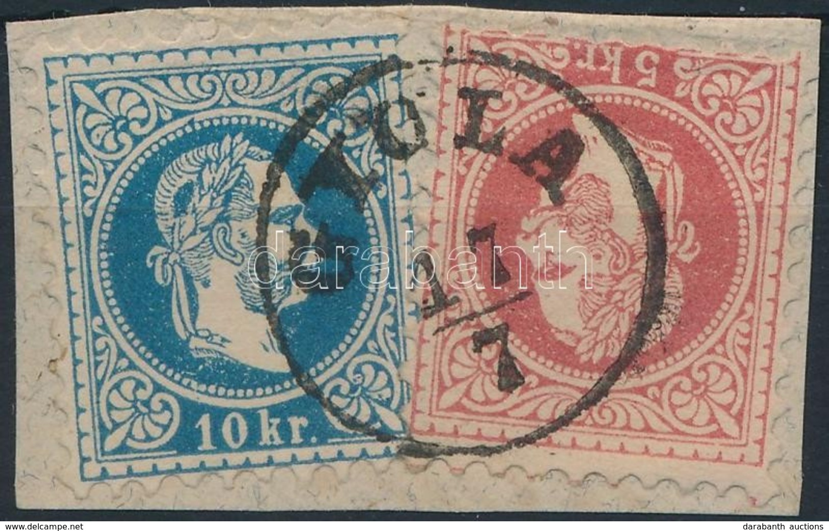 1867 5kr + Lemezhibás 10kr / Plate Variety 'GYULA' - Sonstige & Ohne Zuordnung
