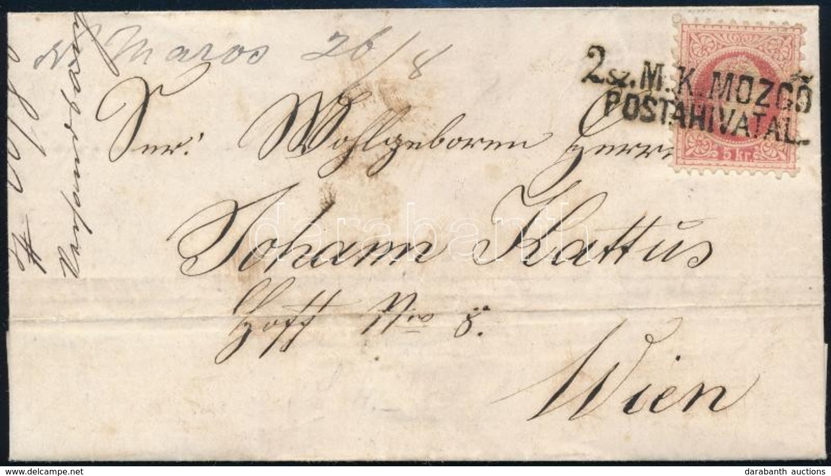 1868 Levél Nagymarosról / Cover From Nagymaros '2.sz. M.K. MOZGÓ POSTAHIVATAL' - Wien - Altri & Non Classificati