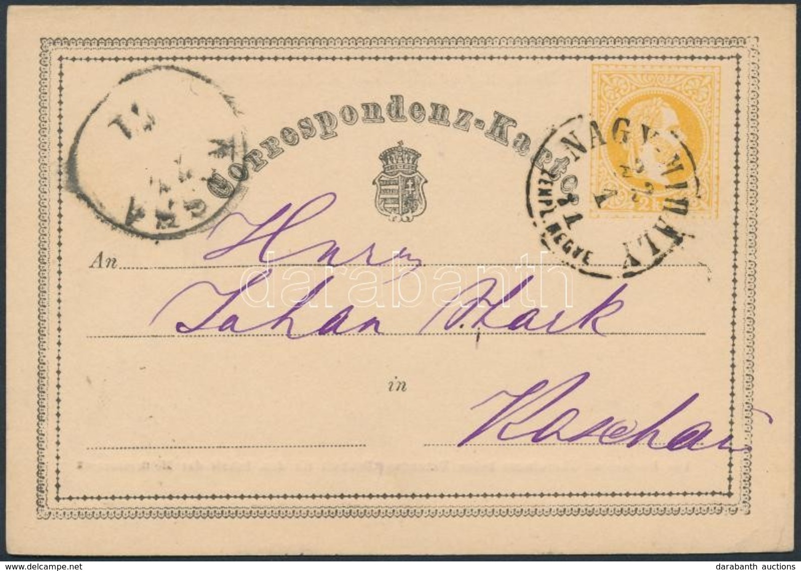 1871 Díjjegyes Levelez?lap / PS-card 'NAGY-MIHÁLY ZEMPL. M.' - 'KASSA' - Altri & Non Classificati