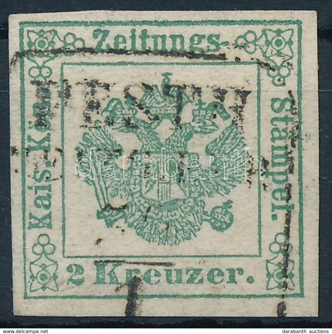 O 1853 Hírlapbélyeg 2kr Zöld / Newspaper Stamp 2kr Green 'PESTH ZEITG. EXP' (Gudlin 800 P) - Altri & Non Classificati