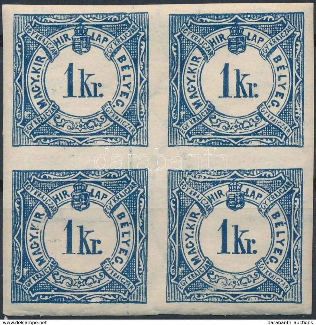 ** 1888 Hírlapilleték 1kr Négyestömb / Newspaper Duty Stamp Mi V Block Of 4 - Altri & Non Classificati