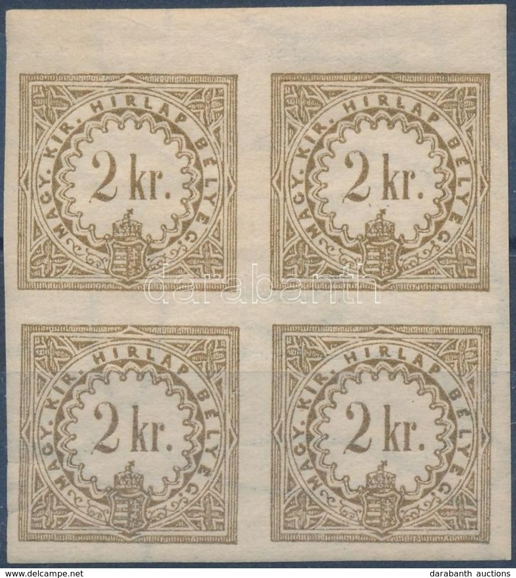 ** * 1888 2kr Hírlapilleték ívszéli Négyestömb / Newspaper Duty Stamp Mi VI Margin Block Of 4 - Other & Unclassified