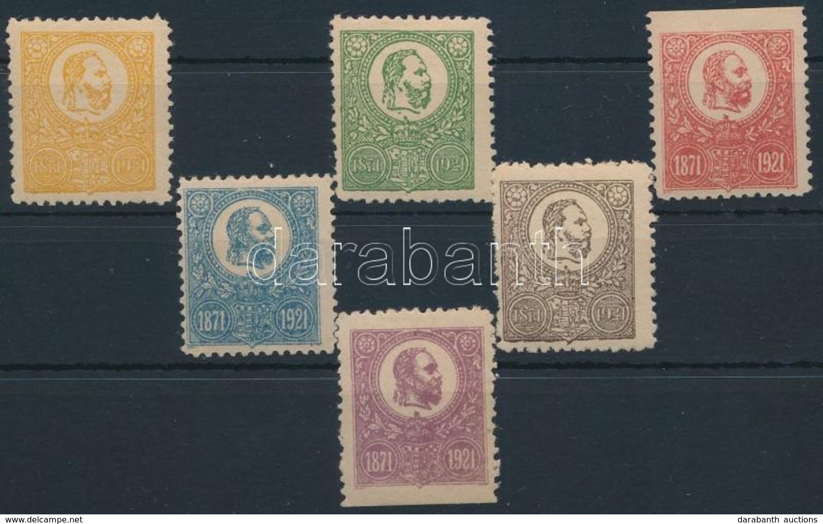 1921 50 éves Jubileum Levélzáró Sor 6 Klf Színben / Label Set In Different Colours - Altri & Non Classificati