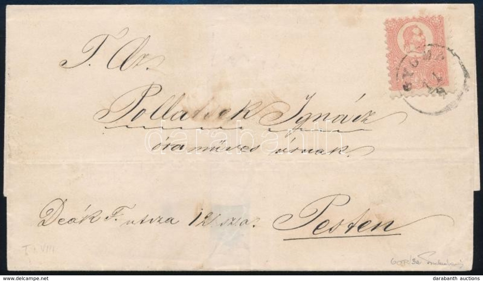 1871 K?nyomat 5kr Levélen / Mi 3 On Cover 'GYOMA' - Pest - Altri & Non Classificati