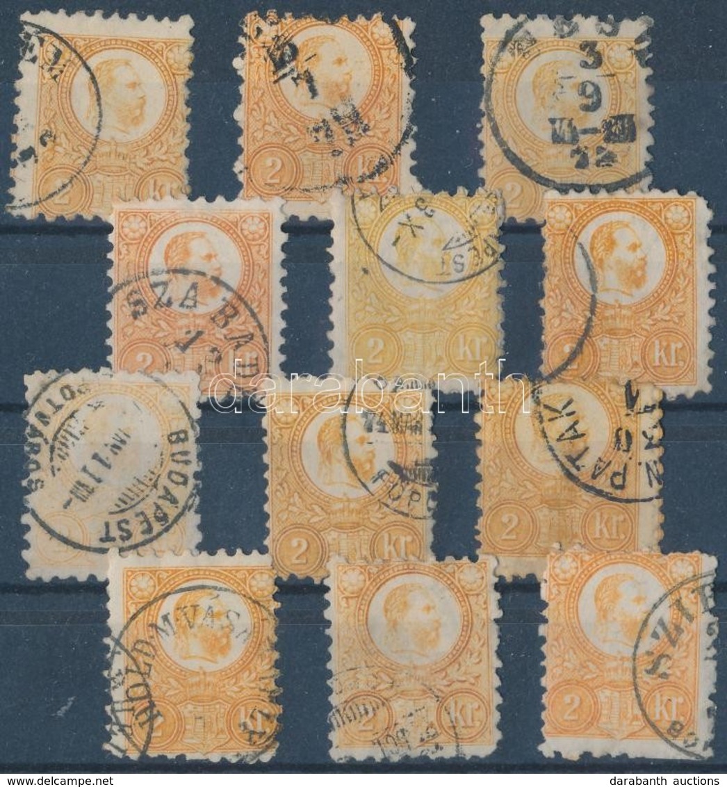 O 1871 12 Db Réznyomat 2kr Bélyeg Szép Színekben / 12 X 2kr Mi 8, Nice Colours - Altri & Non Classificati