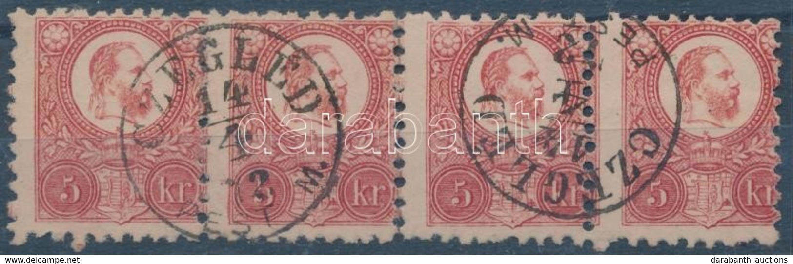 O 1871 Réznyomat 5kr Négyescsík / Mi 10 Stripe Of 4 'CZEGLÉD PEST M.' - Altri & Non Classificati