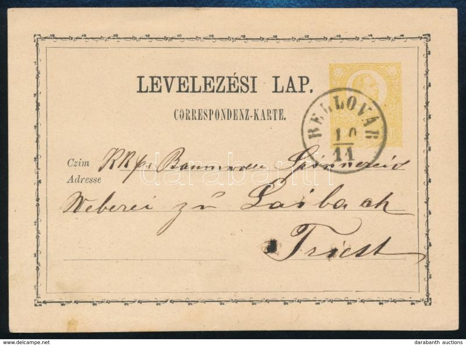 1871 Díjjegyes Levelez?lap / PS-card 'BELLOVÁR' - Triest - Altri & Non Classificati